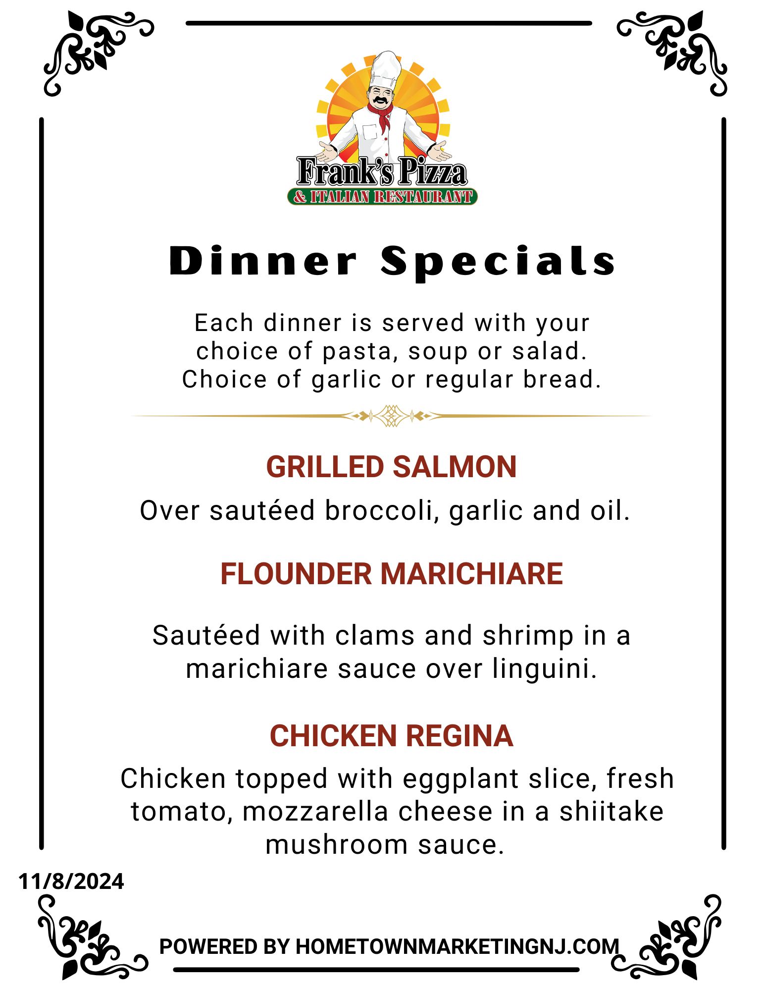 Franks Mt Arlington Specials 10112024